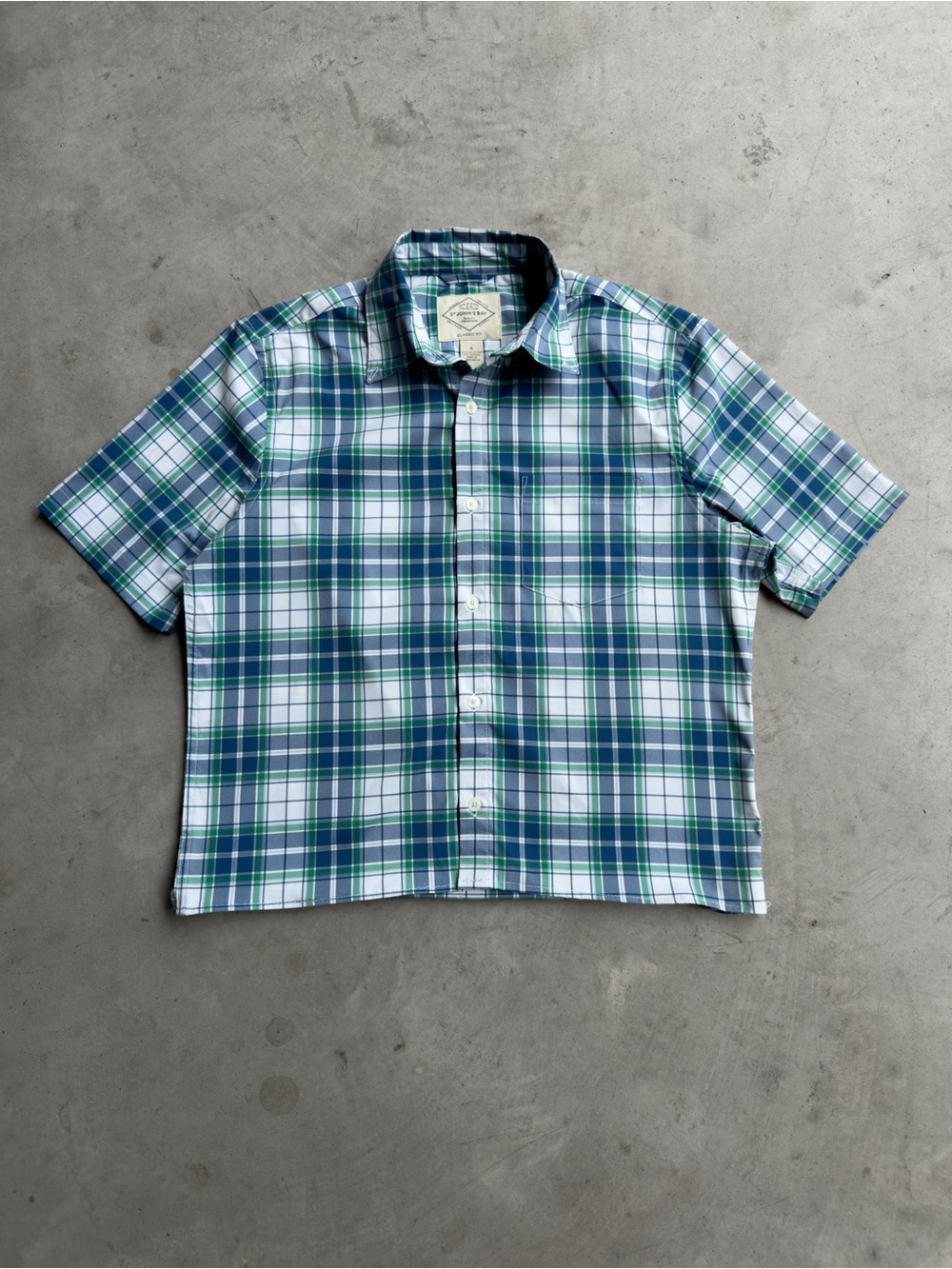 Vintage Cropped Boxy Plaid Button Up Long Sleeve Shirt - S